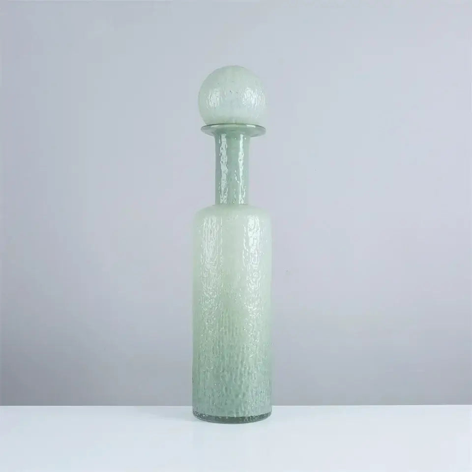 Grey round glass vase set with hammer lid stoppers living room