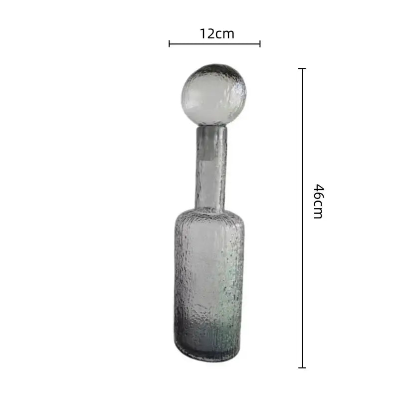 Grey round glass vase set with hammer lid stoppers living room