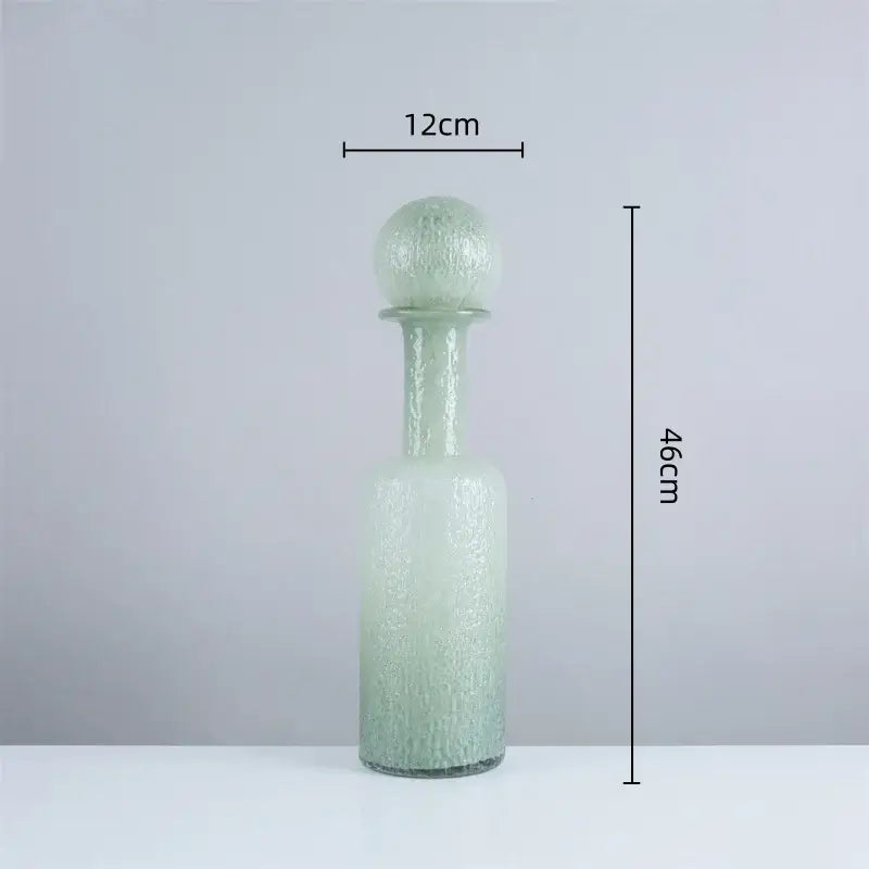 Grey round glass vase set with hammer lid stoppers living room