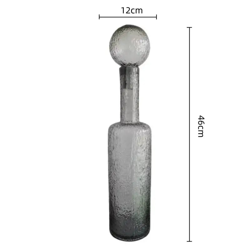 Grey round glass vase set with hammer lid stoppers living room