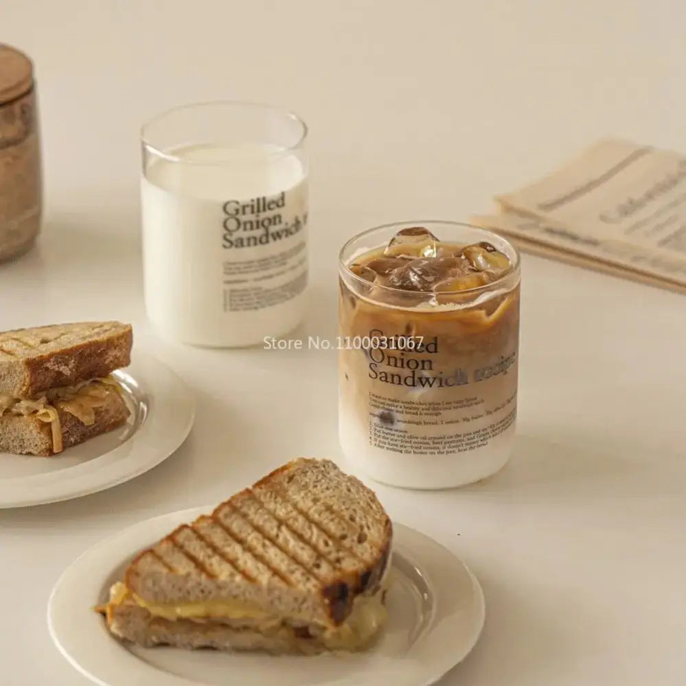 Grilled sandwich recipe glass coffee cup set kitchen decor