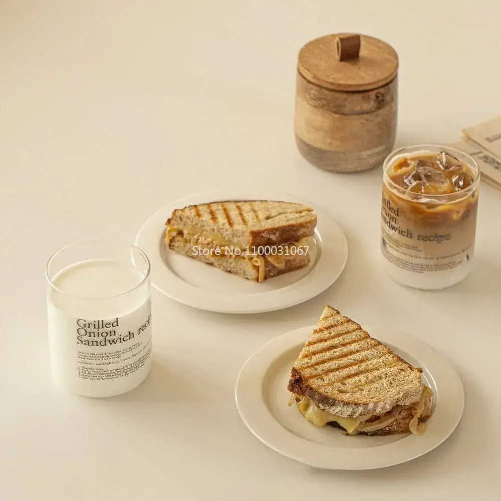 Grilled sandwich recipe glass coffee cup set kitchen decor