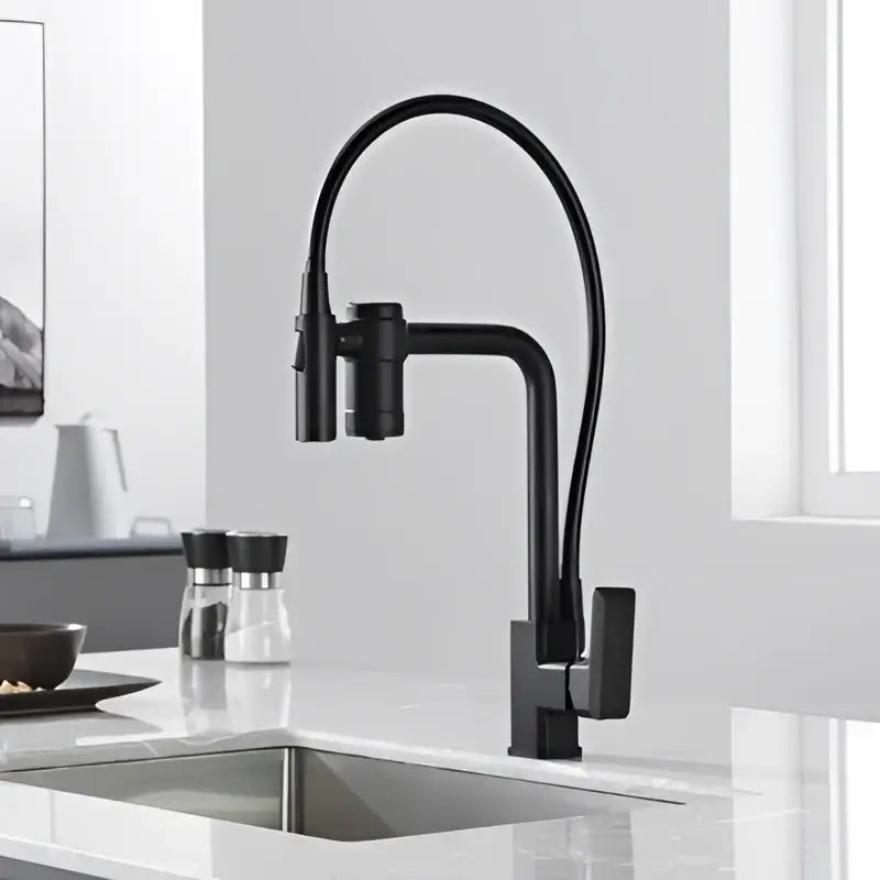 Gun grey filtered water kitchen faucet with pull down sprayer