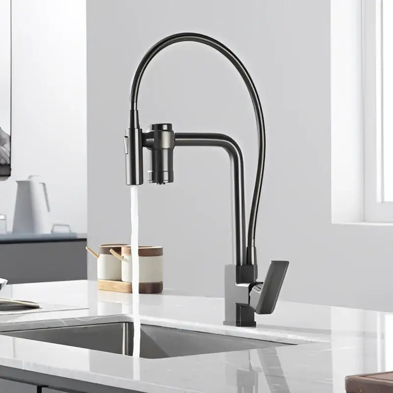 Gun grey filtered water kitchen faucet with pull down sprayer