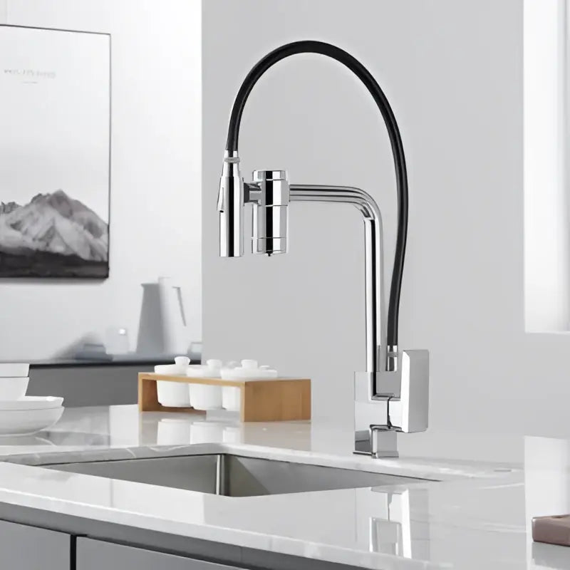 Gun grey filtered water kitchen faucet with pull down sprayer