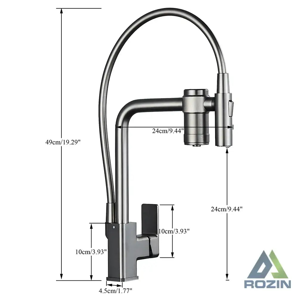 Gun grey filtered water kitchen faucet with pull down sprayer