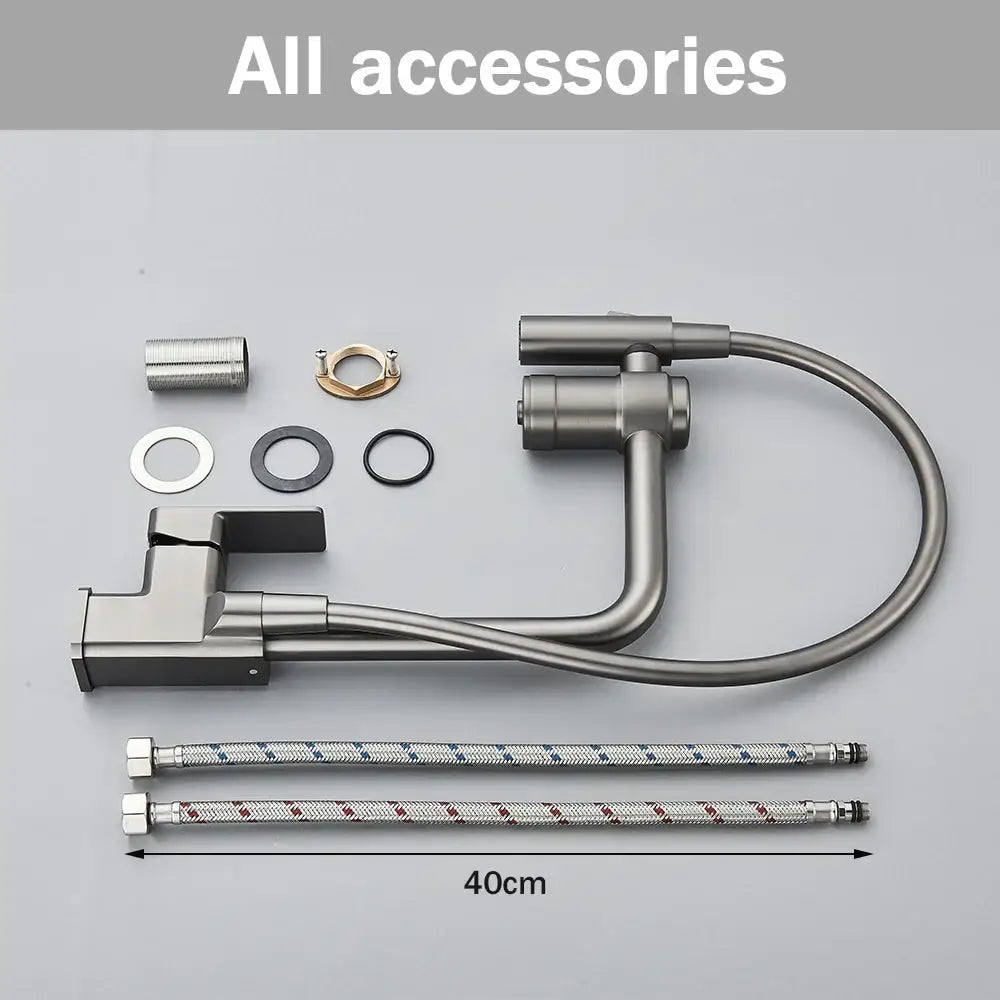 Gun grey filtered water kitchen faucet with pull down sprayer
