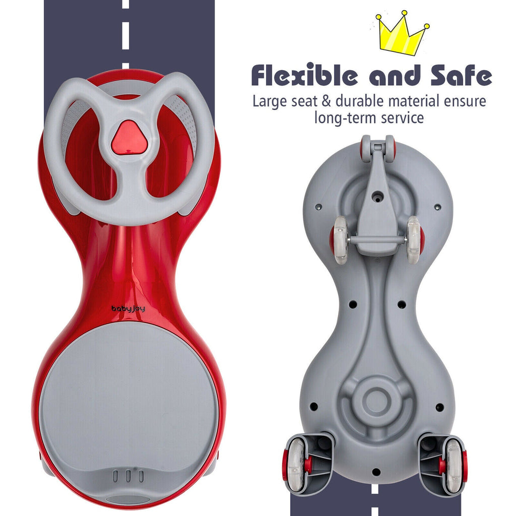Gymax Kids' Red Wiggle Car with Flashing Wheels - Fun Ride-on Toy for Toddlers and Kids
