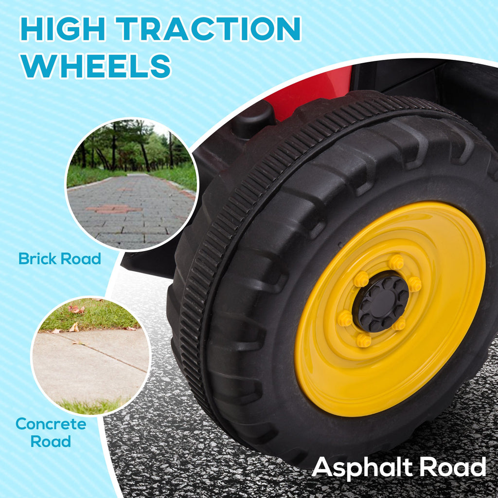 12V Electric Tractor with Trailer and Dual Motors for Kids