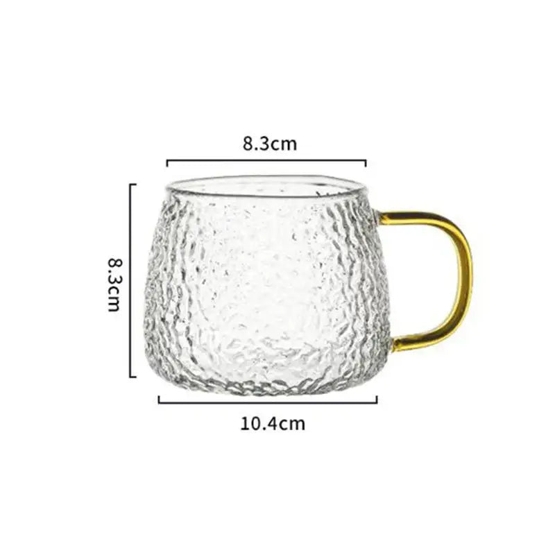 Hammer pattern glass mug with colorful handle – kitchen glassware
