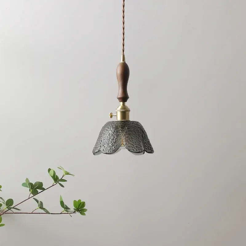 Hammered gray glass led pendant lamps for living room lighting