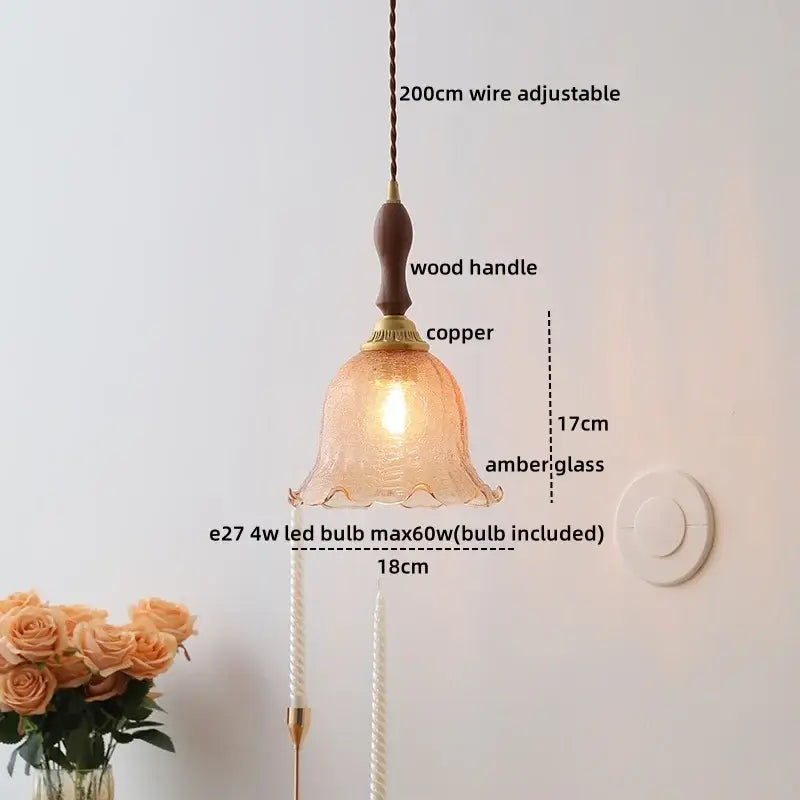 Hammered gray glass led pendant lamps for living room lighting