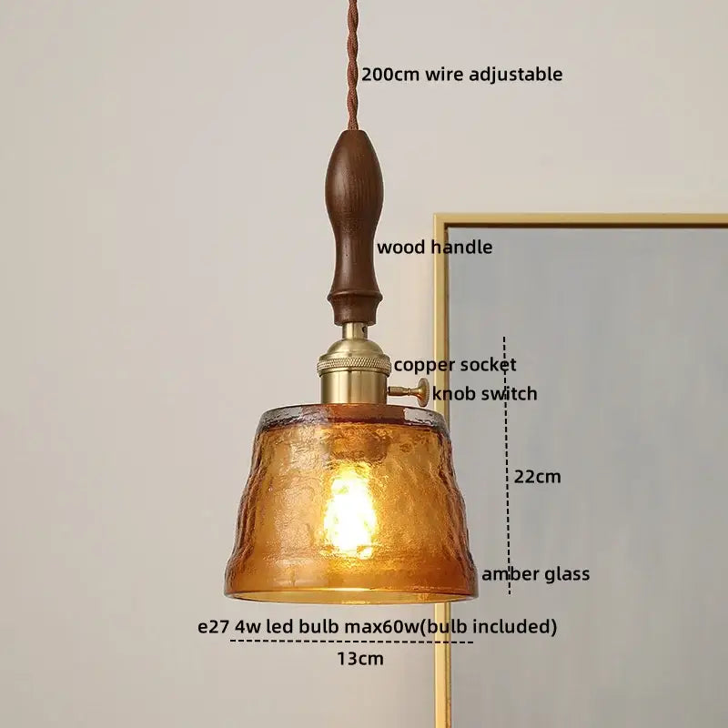 Hammered gray glass led pendant lamps for living room lighting