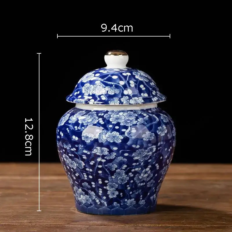 Hand-painted floral white porcelain tea canister kitchen storage jar