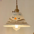 Hand painted white ceramic copper pendant light kitchen fixture