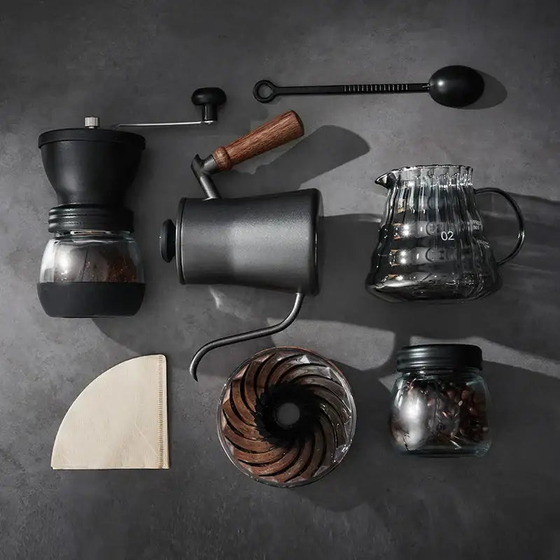 Handcrafted glass coffee brewer kitchen pour over set