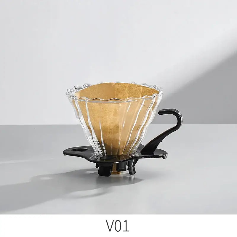 Handcrafted glass coffee brewer kitchen pour over set