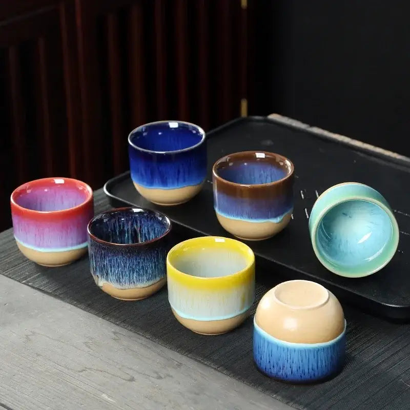 Handcrafted gradient ceramic kung fu tea cup set dining room drinkware