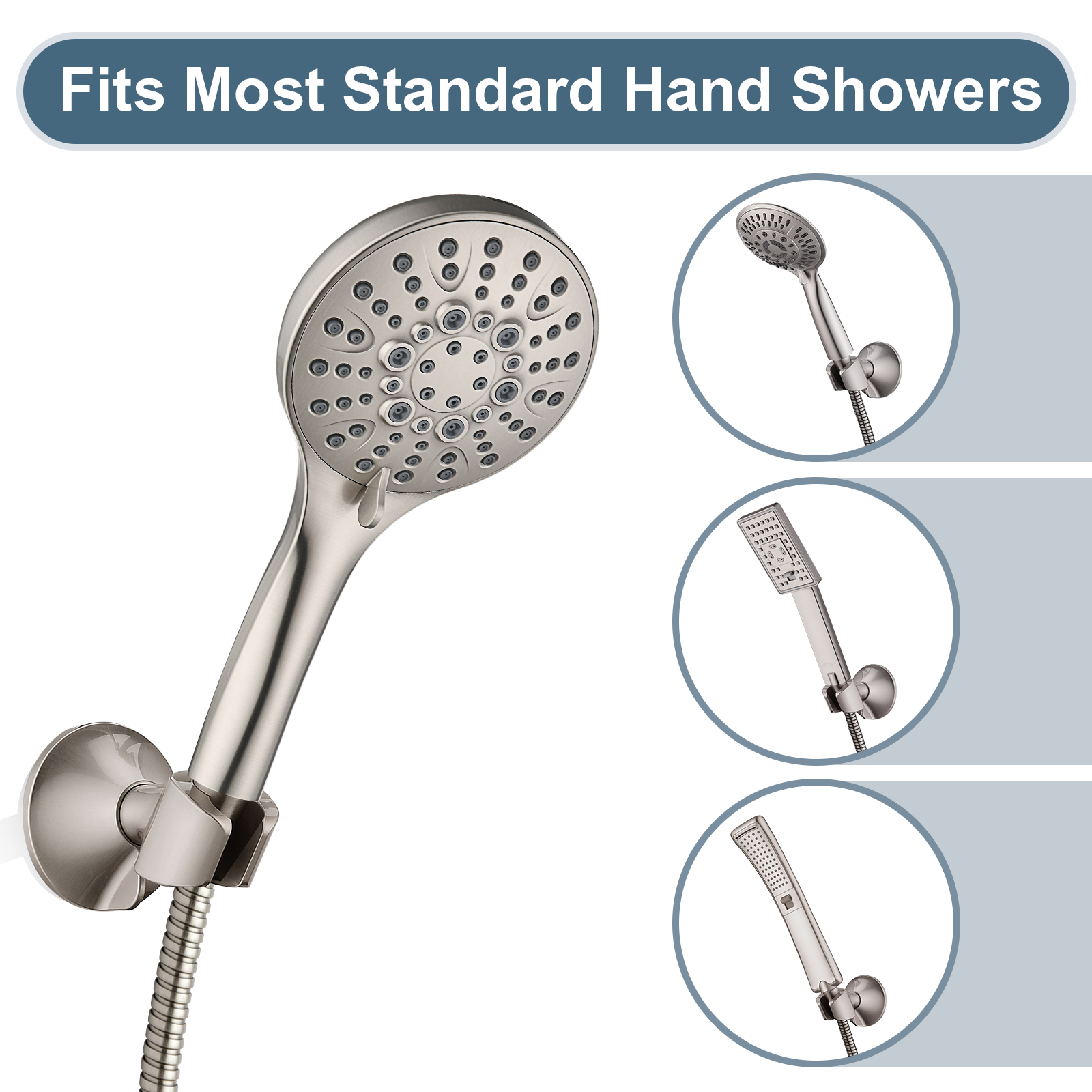 Adhesive Shower Head Holder for Handheld Shower Heads, Drill-Free Wall Mount Bracket