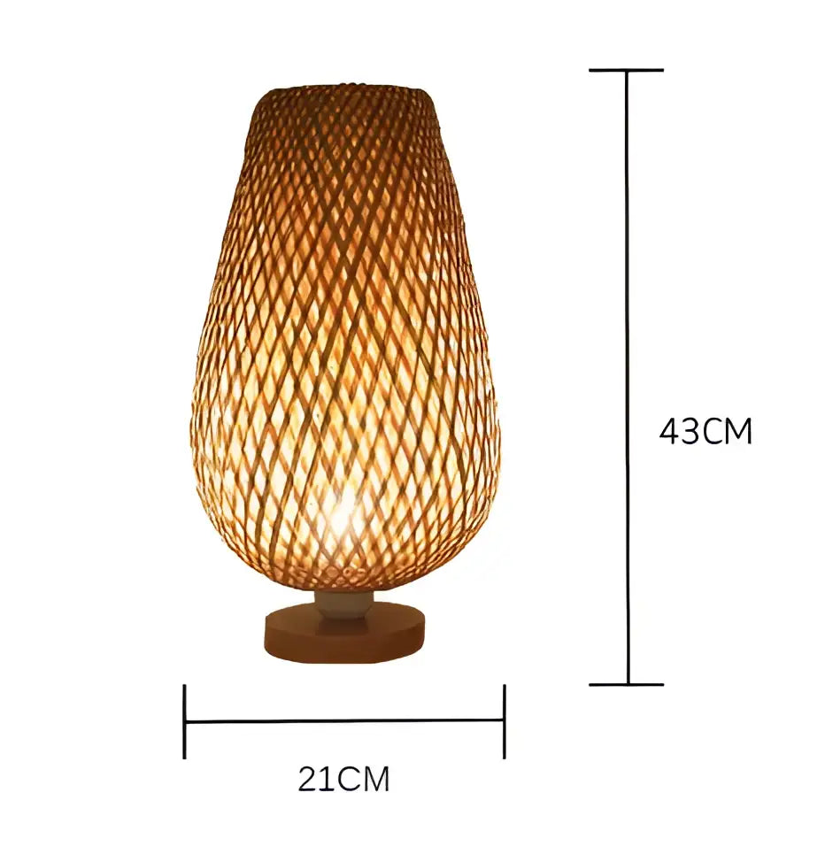 Handmade lattice woven bamboo table lamp bedroom wood light