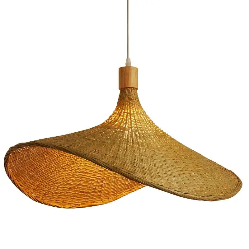 Handwoven bamboo pendant chandelier living room natural wood light