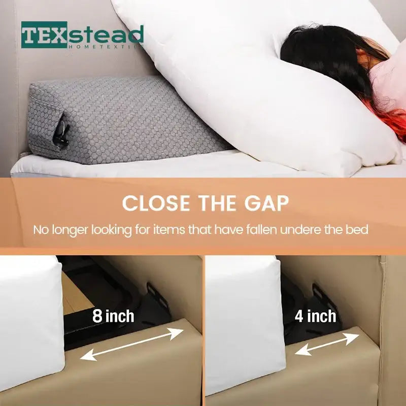 Hexagonal gray headboard pillow wedge bedroom storage pocket
