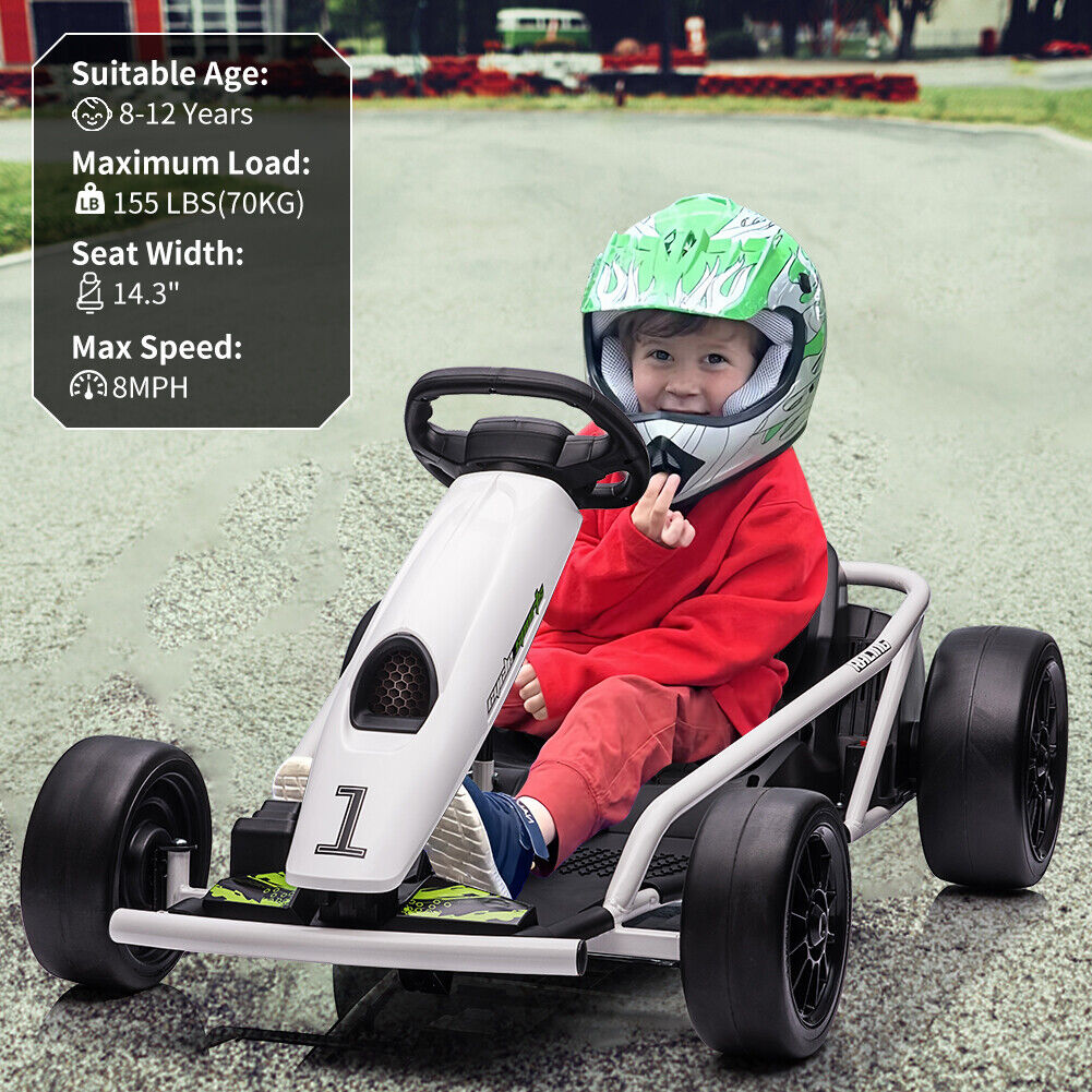 High-Speed Electric Go Kart with Music & Horn for Kids 8-12 Years - Drift in Style!
