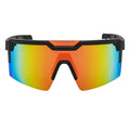 HITECH - Futuristic Rimless Shield Sunglasses Black-Orange Orange Mirror