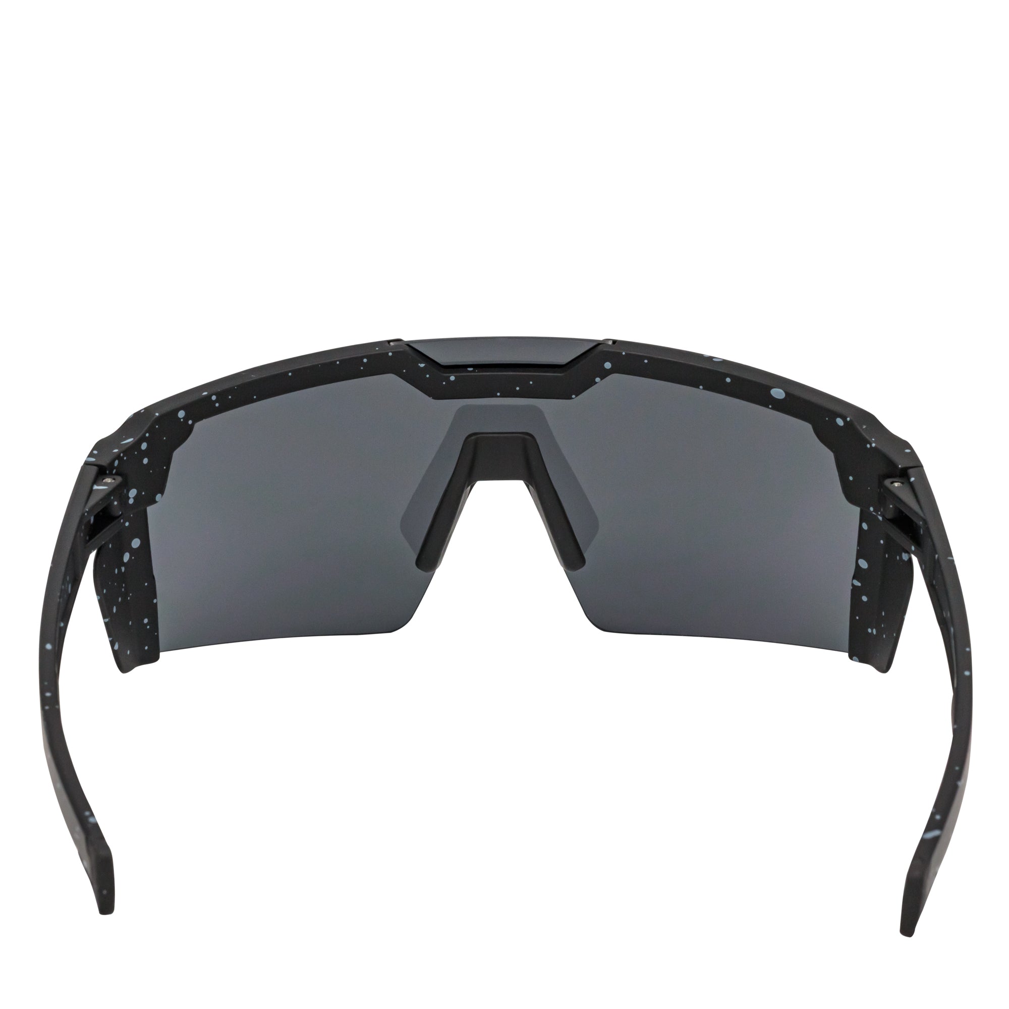 HITECH - Large Futuristic Rimless Shield Sunglasses Black-White Smoke Lens