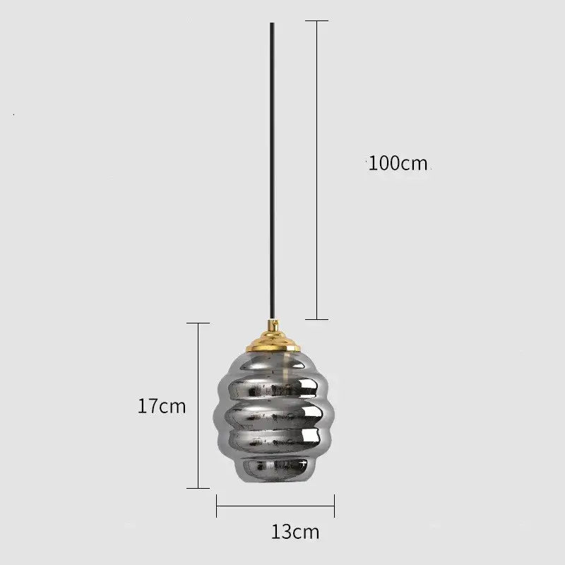 Honeycomb amber blue and gray glass pendant light for kitchen dining