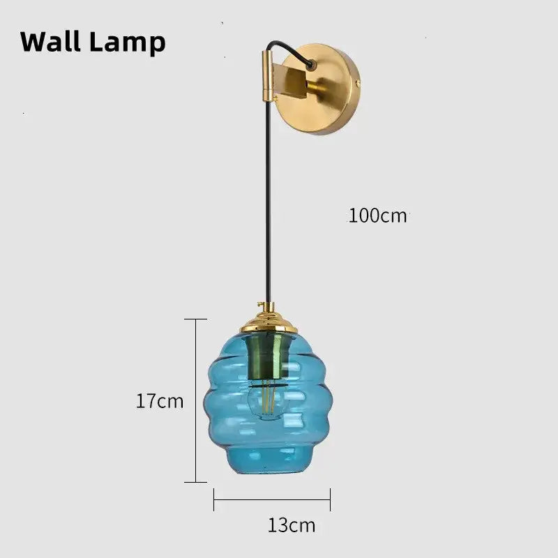Honeycomb amber blue and gray glass pendant light for kitchen dining