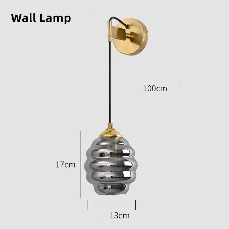 Honeycomb amber blue and gray glass pendant light for kitchen dining