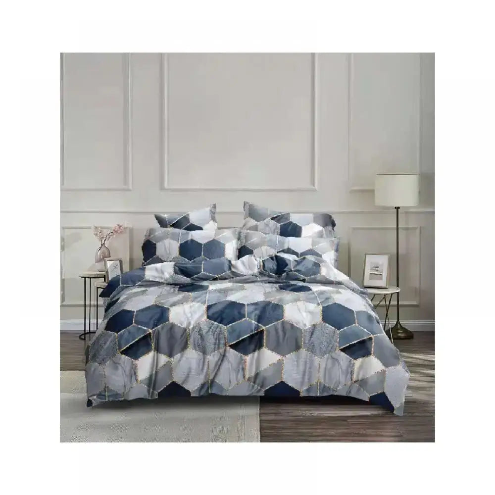 Honeycomb marble brown & beige bedding set bedroom duvet cover