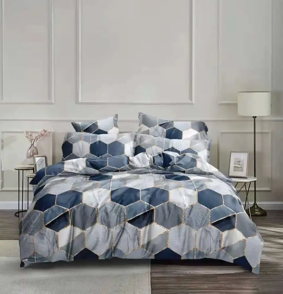 Honeycomb marble brown & beige bedding set bedroom duvet cover
