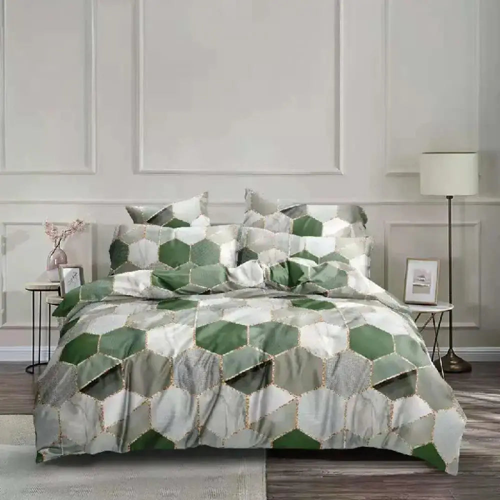 Honeycomb marble brown & beige bedding set bedroom duvet cover