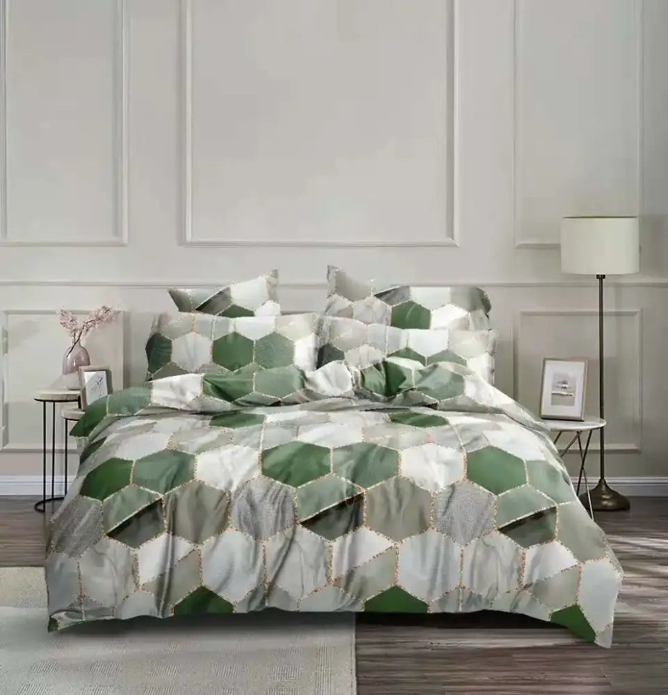 Honeycomb marble brown & beige bedding set bedroom duvet cover