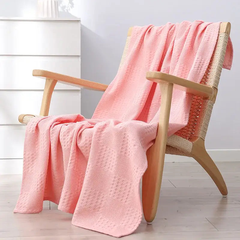 Honeycomb waffle cotton blankets light gray throw – bedroom decor
