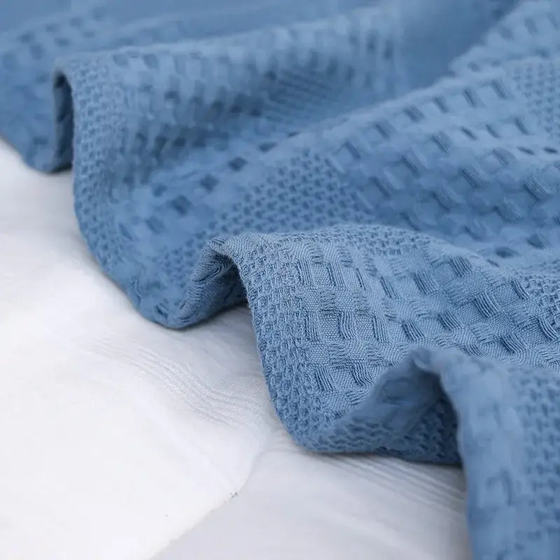 Honeycomb waffle cotton blankets light gray throw – bedroom decor