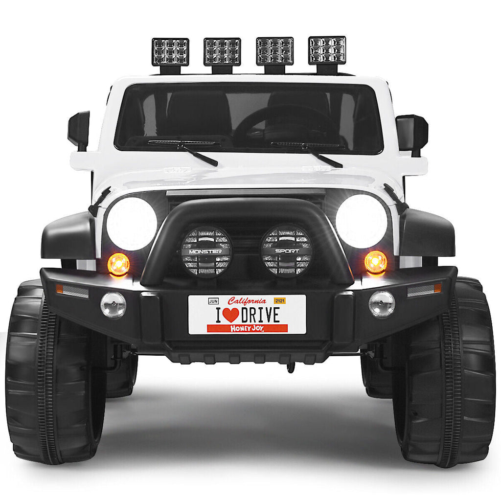 HoneyJoy 12V 2-Seater RC Electric Truck for Kids with Storage - White