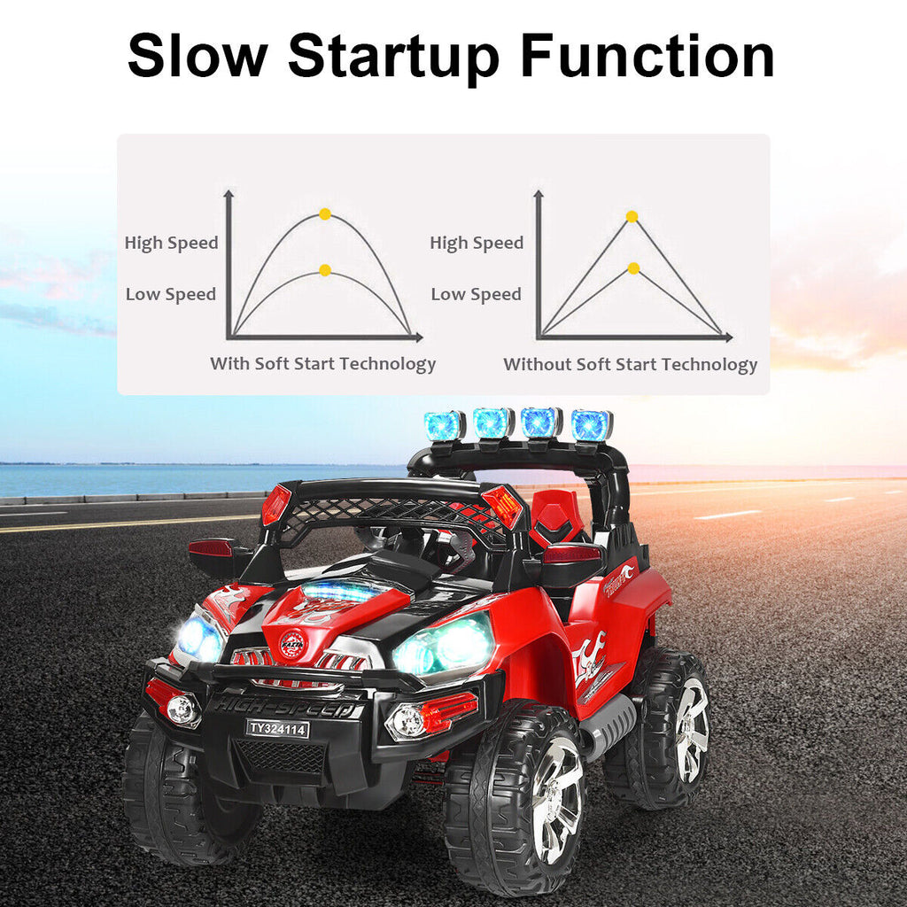 HoneyJoy 12V Kids Ride On Truck Car SUV with Remote Control, LED Lights, and MP3 Player - Perfect Christmas Gift