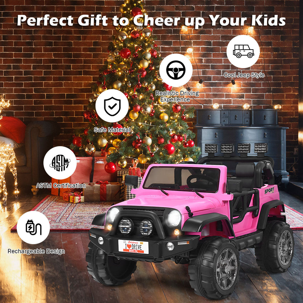 HoneyJoy 2 Seater Ride On Truck for Kids - 12V RC Electric Vehicle with Storage