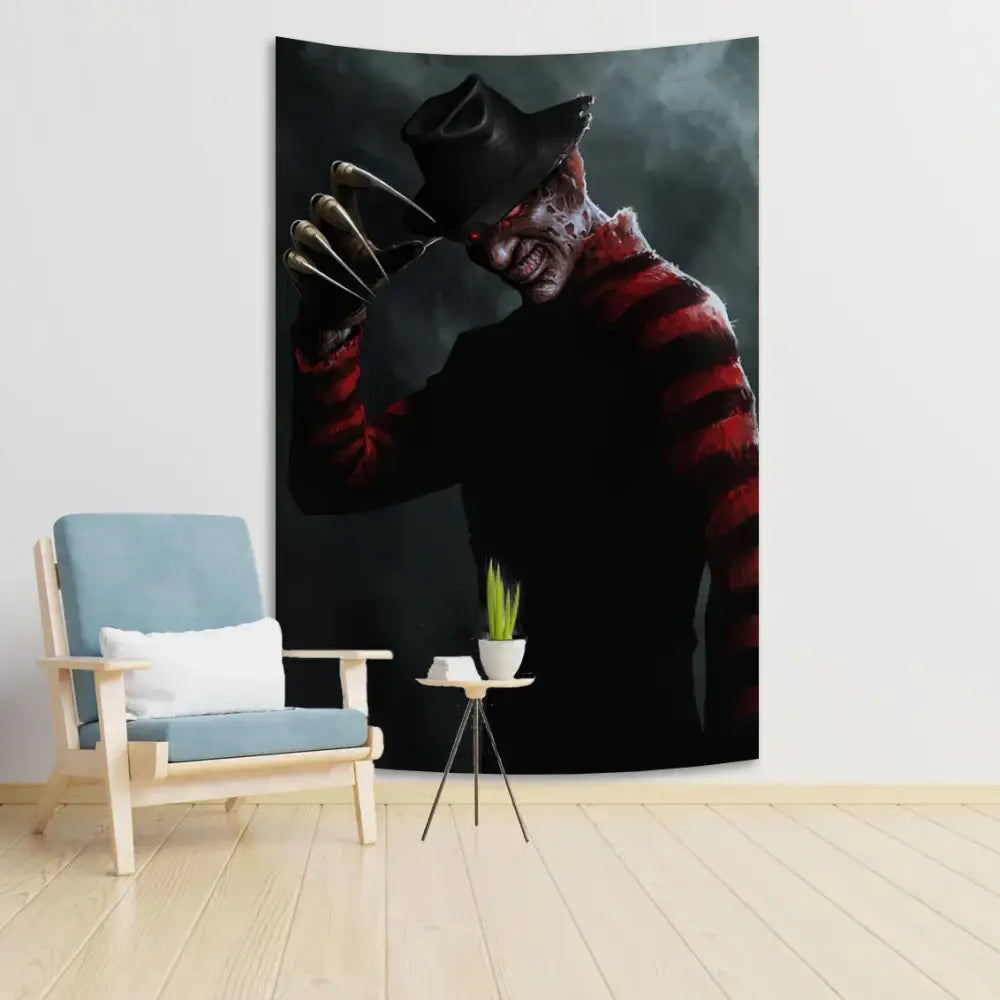 Horror movie freddy krueger red wall tapestry bedroom decor
