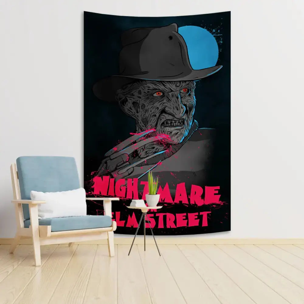 Horror movie freddy krueger red wall tapestry bedroom decor