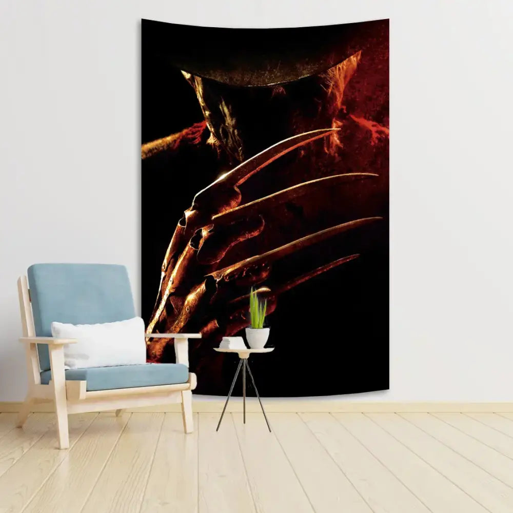 Horror movie freddy krueger red wall tapestry bedroom decor
