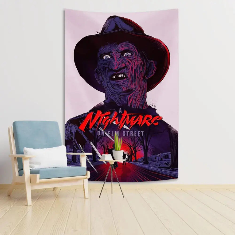 Horror movie freddy krueger red wall tapestry bedroom decor