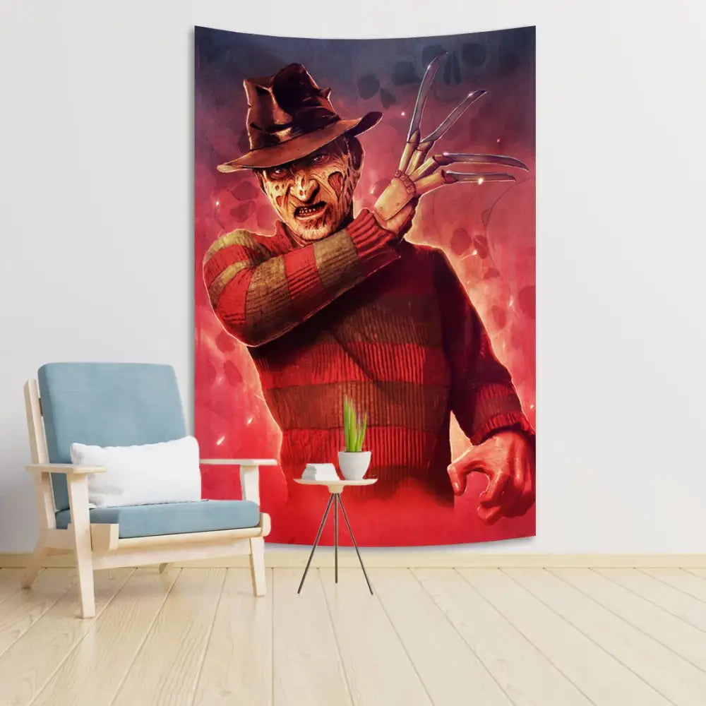 Horror movie freddy krueger red wall tapestry bedroom decor