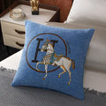Horse embroidered jacquard pillow cover living room decor