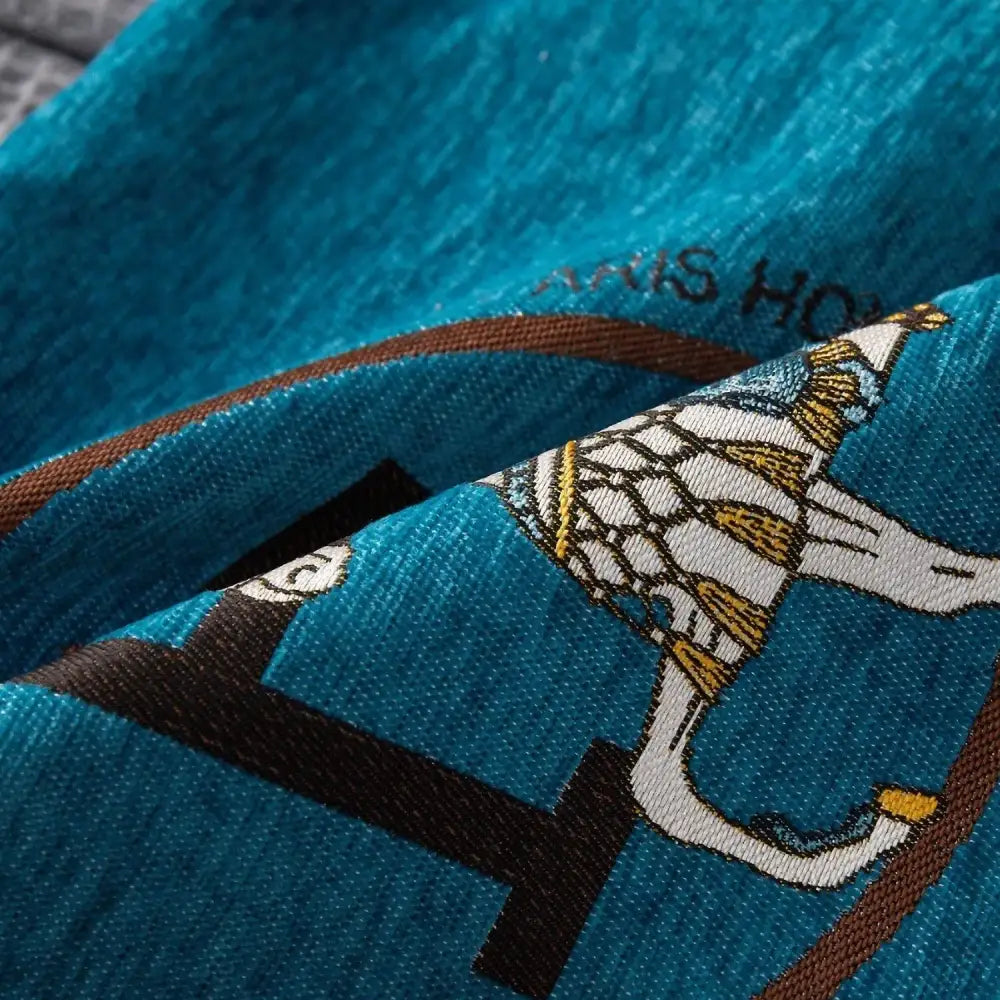 Horse embroidered jacquard pillow cover living room decor