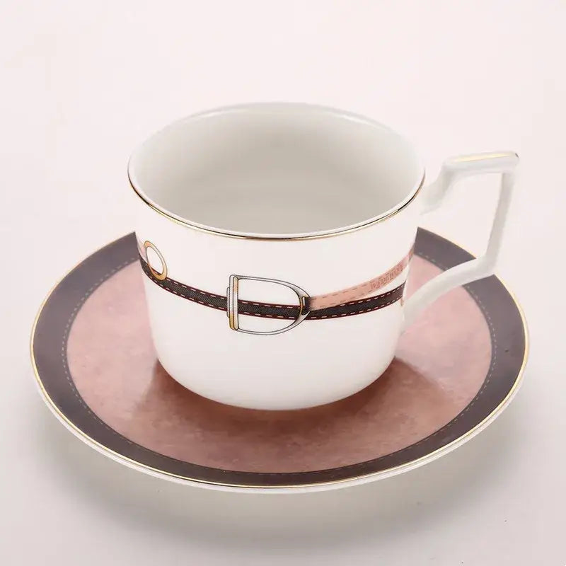 Horsebit pink & brown decorbites bone china tableware set dining room