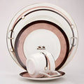 Horsebit pink & brown decorbites bone china tableware set dining room